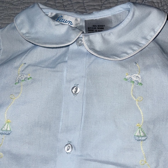 Two piece embroidery baby blue with white trim.Heirloom, portrait, classic - Picture 7 of 13